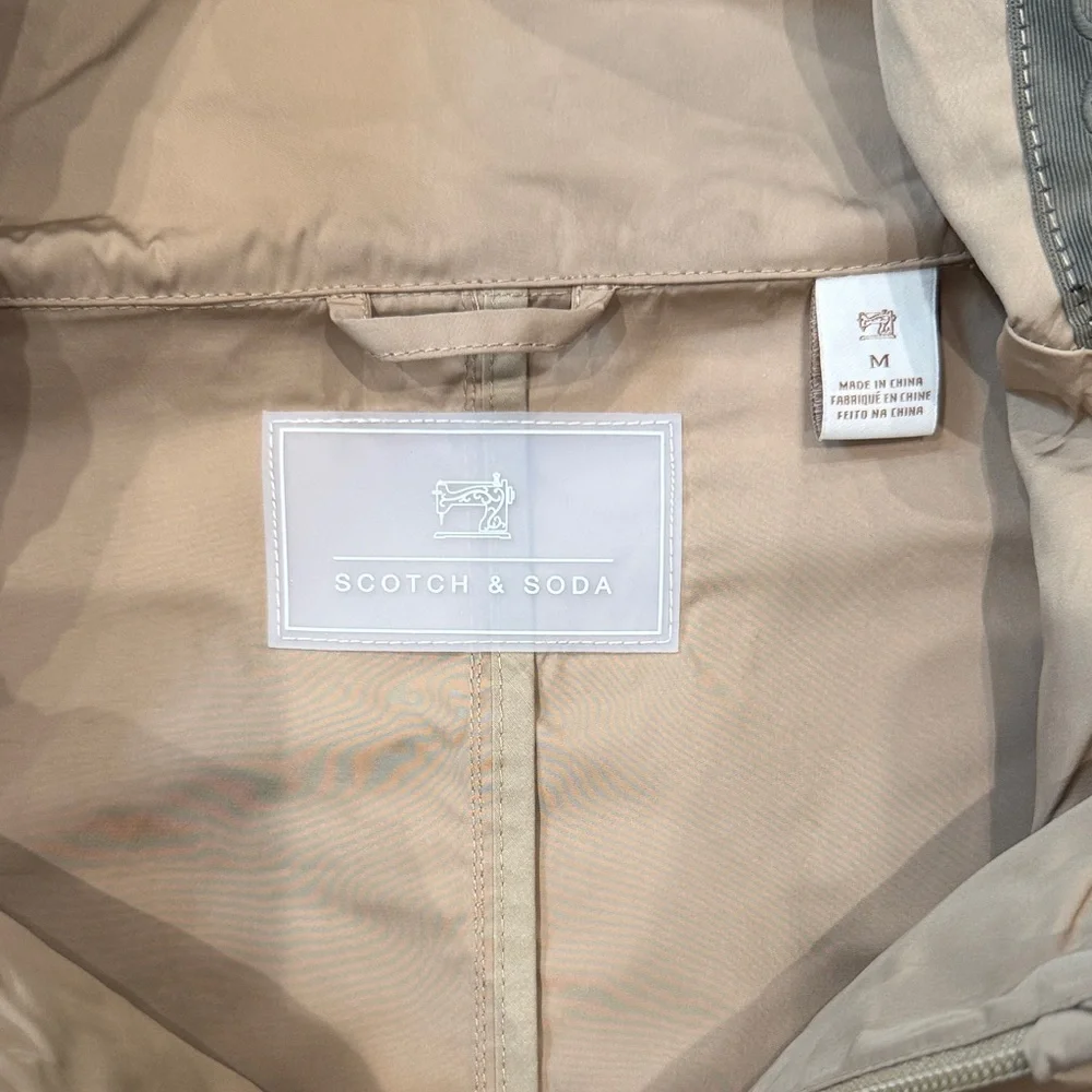 Scotch & Soda Beige Hooded Tech Rain Jacket